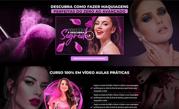 Landing page para venda de cursos de maquiagem ou produtos de beleza